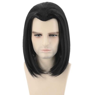 Topcosplay Herren Perücke Schwarz Lang Gerade - Ideal für Cosplay, Halloween