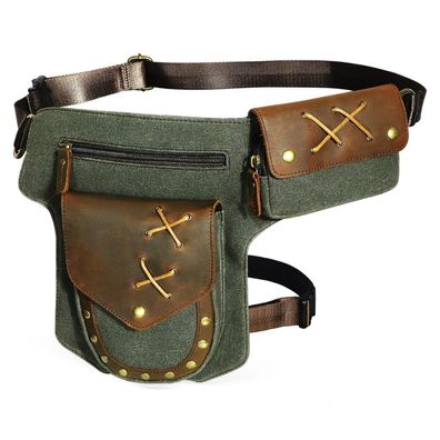 Herren Canvas Leder Motorrad Reiten Tasche Beintasche Hüfttasche Drop Leg