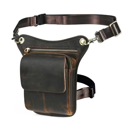 Herren Canvas + Leder Motorrad Reiten Beintasche Hüfttasche Drop Leg Tasche