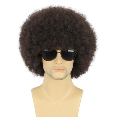 Karlery Afro Perücke für Damen und Herren, lockig, dunkelbraun, 70er/80er Jahre