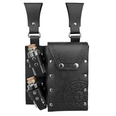 HiiFeuer Mittelalterliche Alchemie Kunstleder Gürteltasche mit 2 Kork