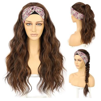 Sapphirewigs Highlight Stirnband Perücke Körperwelle Hellbraun Synthetik, 26
