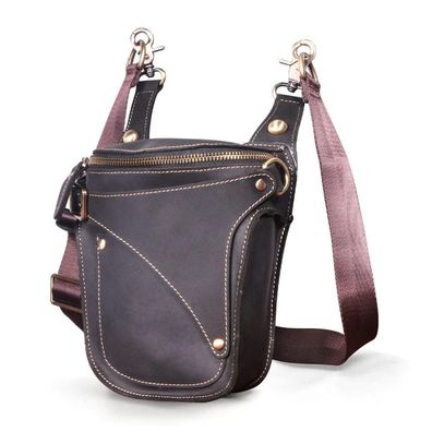 Le'aokuu Herren Leder Motorrad Hüfttasche Messenger Schulter Drop Leg Bag 9326
