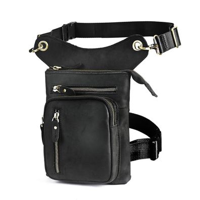 Le'aokuu Herren Leder Motorrad Hüfttasche, Umhängetasche, Drop Leg Bag 211-11