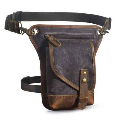 Le'aokuu Herren Canvas Leder Wasserdicht Motorrad Tactic Fanny Gürtel