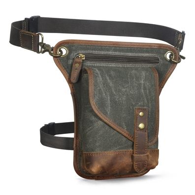 Le'aokuu Herren Canvas & Leder Wasserdichte Motorrad Drop Leg Oberschenkel