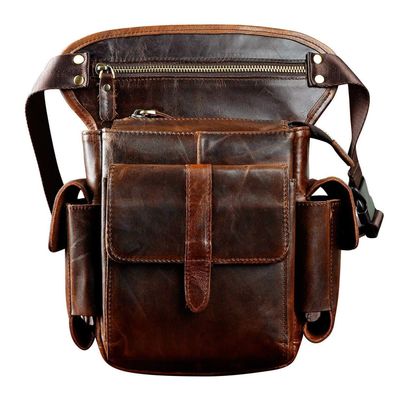 Le'aokuu Herren Echt Leder Hüfttasche Gürteltasche Bauchtasche Reißverschluss