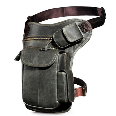 Le'aokuu Herren Echtleder Beinbeutel Drop Leg Thigh Bag Motorrad Tactical