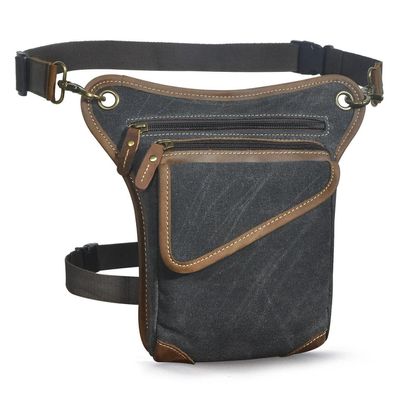 Le'aokuu Herren Canvas & Leder Motorrad Hüfttasche Messenger Beintasche 211-3