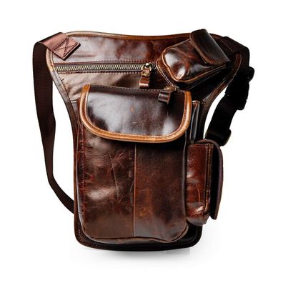 Le'aokuu Herren Echtleder Beinbeutel Hüfttasche Drop Leg Thigh Bag Motorrad
