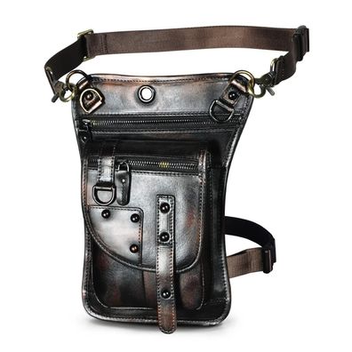 Le'aokuu Herren Echt Leder Tasche Hüfttasche Gürteltasche Drop Leg Thigh Bag