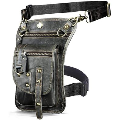 Le'aokuu Herren Echt Leder Tasche Hüfttasche Gürteltasche Drop Leg Thigh Bag