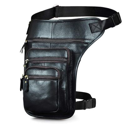 Le'aokuu Herren Echtleder Motorrad Taktik Gürteltasche Drop Leg Cross Over Bag