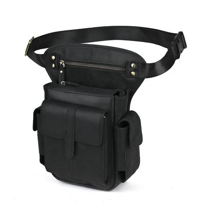 Le'aokuu Herren Echtleder Hüfttasche/Gürteltasche mit Reißverschluss, ideal für