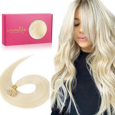 Wennalife Bonding Echthaar Extensions, 50cm, 50g, U Tip mit Keratin Bondings