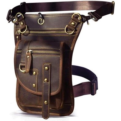 Le'aokuu Herren Echt Leder Hüfttasche Gürteltasche Drop Leg Thigh Bag Messenger