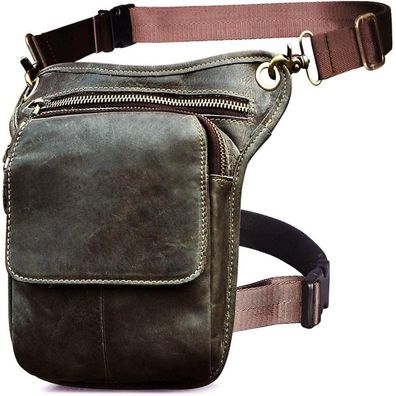 Le'aokuu Herren Echtleder Beinbeutel / Hüfttasche für Outdoor, Messenger Bag