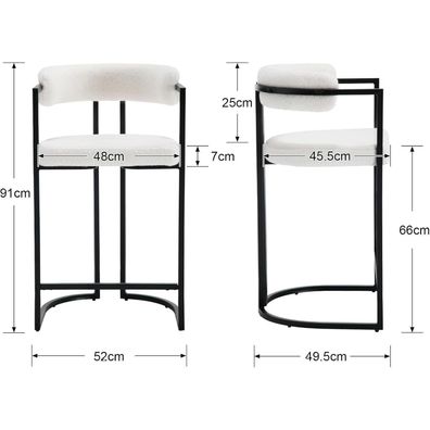 Ya-Home Barhocker 2er Set aus Kunstfell mit stabilem Metallgestell, weiß