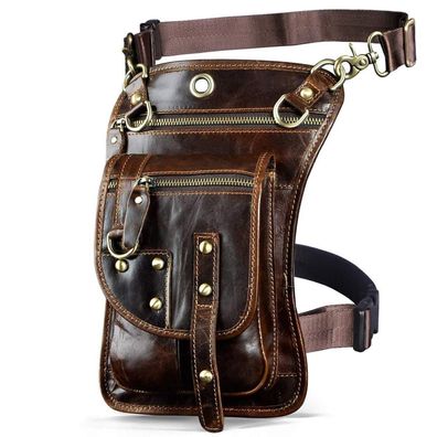 Le'aokuu Herren Echt Leder Tasche Hüfttasche Gürteltasche Drop Leg Thigh Bag