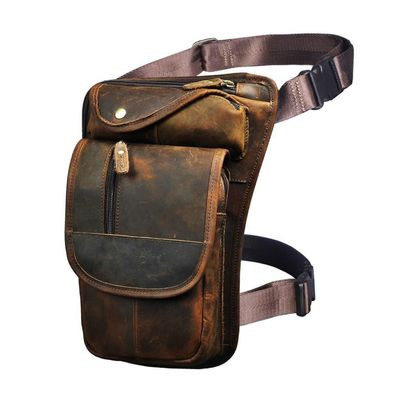 Le'aokuu Herren Echt Leder Beinbeutel Drop Leg Thigh Bag Lässig Outdoors