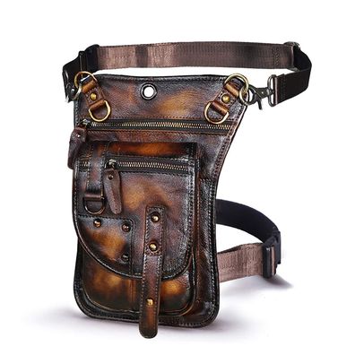Le'aokuu Herren Echt Leder Tasche Hüfttasche Gürteltasche Drop Leg Thigh Bag
