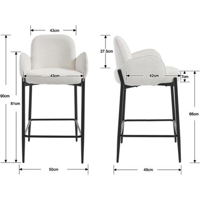 Dayalane Barhocker 2er Set, Moderner Barstuhl mit Chenille-Polster