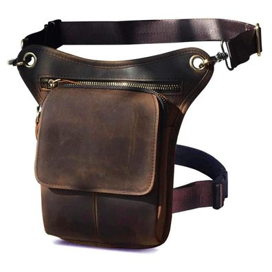 Le'aokuu Herren Echt Leder Beinbeutel Hüfttasche Drop Leg Thigh Bag Outdoor