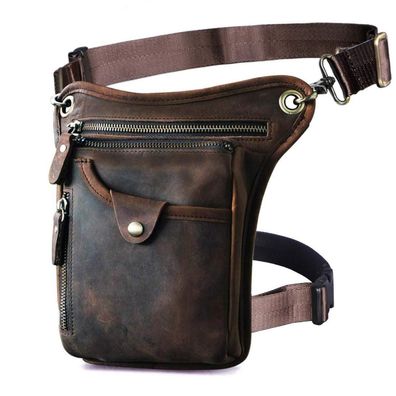 Le'aokuu Herren Echtes Leder Beinbeutel Tasche Oberschenkeltasche Hüfttasche