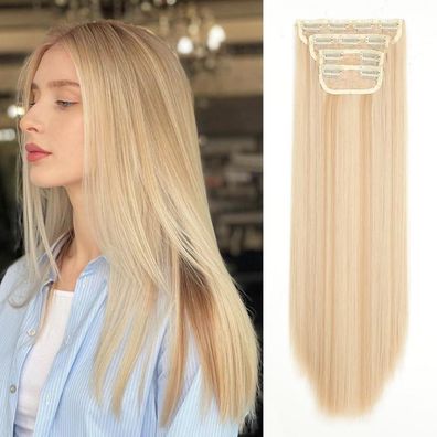 YDDM Clip In Haarverlängerung, Glatt, 20 Zoll, 4PCS, Synthetik, Für Frauen