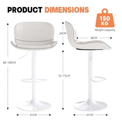 Youhauchair Barhocker 2er Set, höhenverstellbar, drehbar, aus wasserdichtem