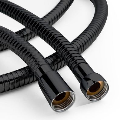 OFFO Hochdurchfluss Duschschlauch Schwarz 1,2m - Edelstahl, Verdrehschutz, 11mm