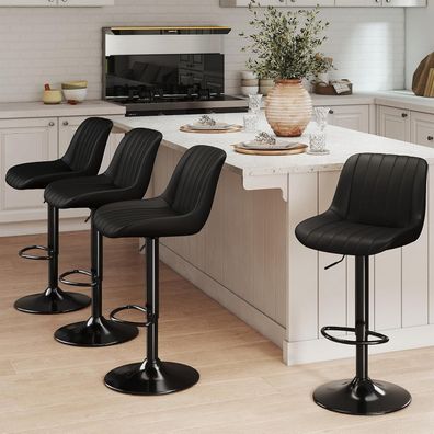 Youhauchair Barhocker mit Lehne, drehbar und höhenverstellbar aus PU-Leder