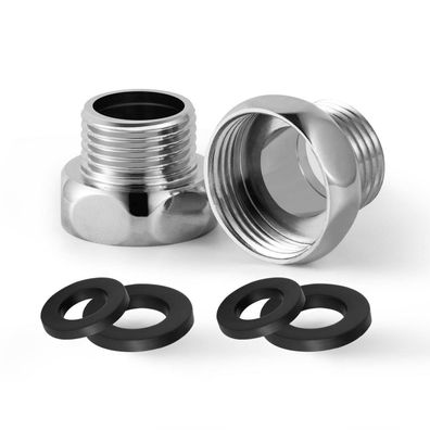 OFFO Brauseschlauch Reduzierstück Adapter G3/4 IG auf G1/2 AG, 2 Stück, Chrom