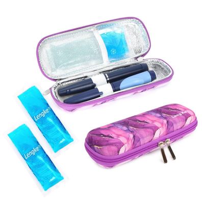 Youshares Insulin Kühltasche Marmor Lila | TSA Pen Tasche mit 2 Kühlakkus für