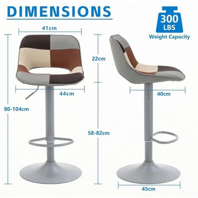 Younike Barhocker 2er Set, Boho-Patchwork-Stil, höhenverstellbar & drehbar, für