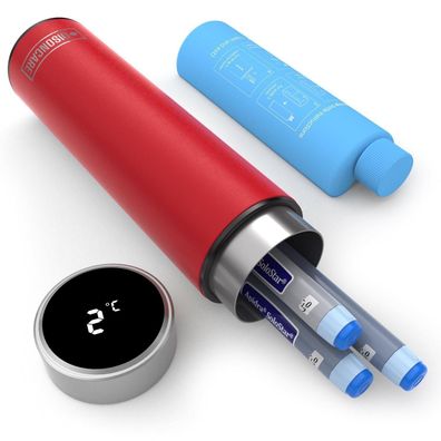 Disoncare 60H Smart Insulin Kühltasche mit Touch-Display, 2 Kühlakkus, Rot