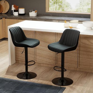 Youhauchair Barhocker 2er Set drehbar, höhenverstellbar mit Lehne aus PU-Leder