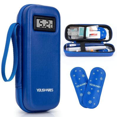 Youshares Insulin Kühltasche mit 2 TSA Eispackungen, Mini Medikamenten Kühlbox