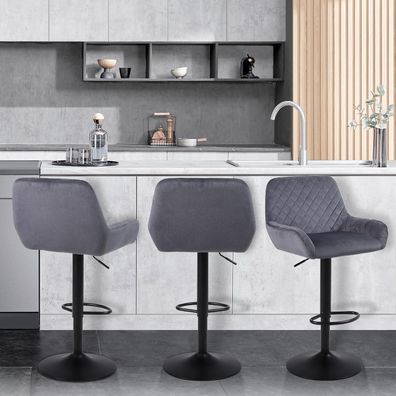 ralex-chair Barhocker 1er Set, höhenverstellbar, drehbar, Samtstoff, mit