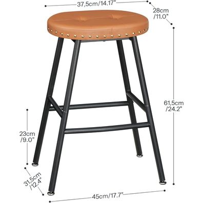 HOOBRO Barhocker 2er Set, 62 cm hoch, PU-Bezug, für Kücheninsel, Bartheke