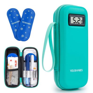 Youshares Insulin Kühltasche mit 2 TSA Kühlakkus, Mini Medikamenten Kühlbox für