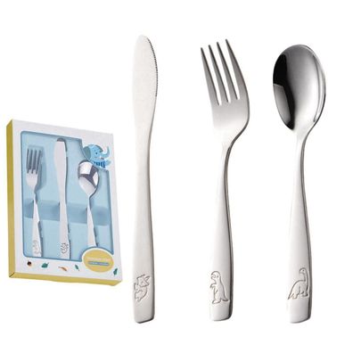 Dawoowf Kinderbesteck 3er Set aus 304 Edelstahl für Jungen & Mädchen ab 3