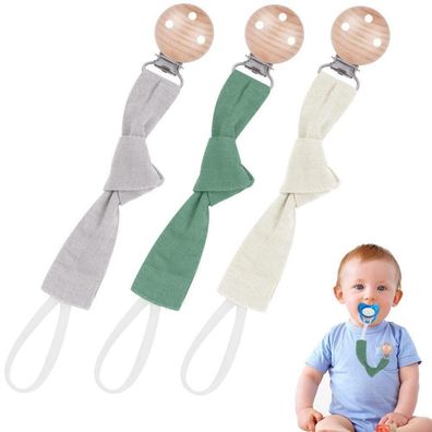 Vicloon 3er-Set Schnullerkette aus Baumwolle für Mädchen und Jungen, Baby