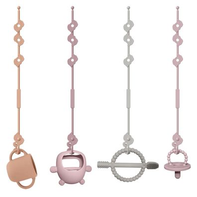 CLDY Baby Spielzeug Schnullerkette Silikon, BPA-frei, 4 Stück in Pink, Lila
