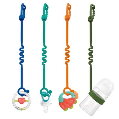 ROWFEN Schnullerkette Silikon, verstellbar, 4er Set für Kinderwagen, Hochstuhl