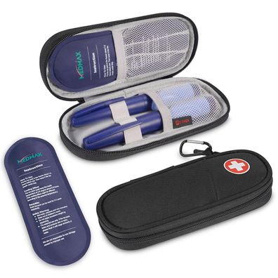 MEDMAX Insulin Kühltasche mit 2 Kühlakkus - TSA Diabetiker Tasche, isoliert