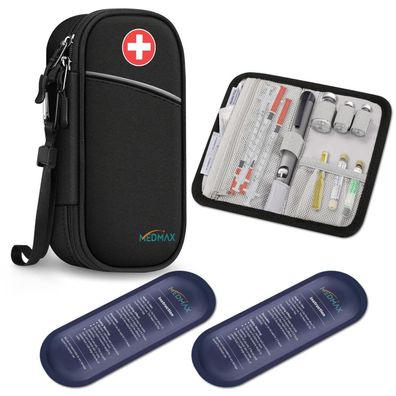MEDMAX Insulin Kühltasche mit 2 Kühlakkus - Tragbare, wasserabweisende und