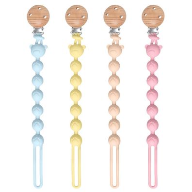 AYSYR 4er Set Silikon Schnullerketten & Beißringe, 2-in-1 Design, BPA-frei