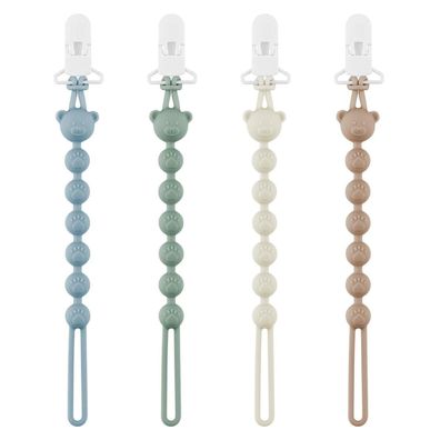 4er Pack Baby Schnullerkette Silikon mit Sicherheitsclip, Schnullerband für