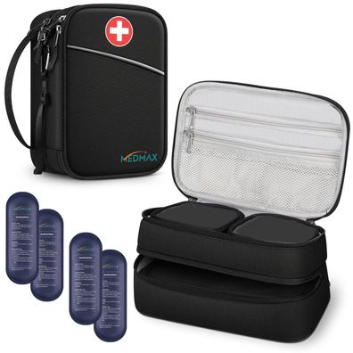 MEDMAX Insulin Kühltasche mit 4 Kühlakkus - Medikament Tasche Tragetasche für